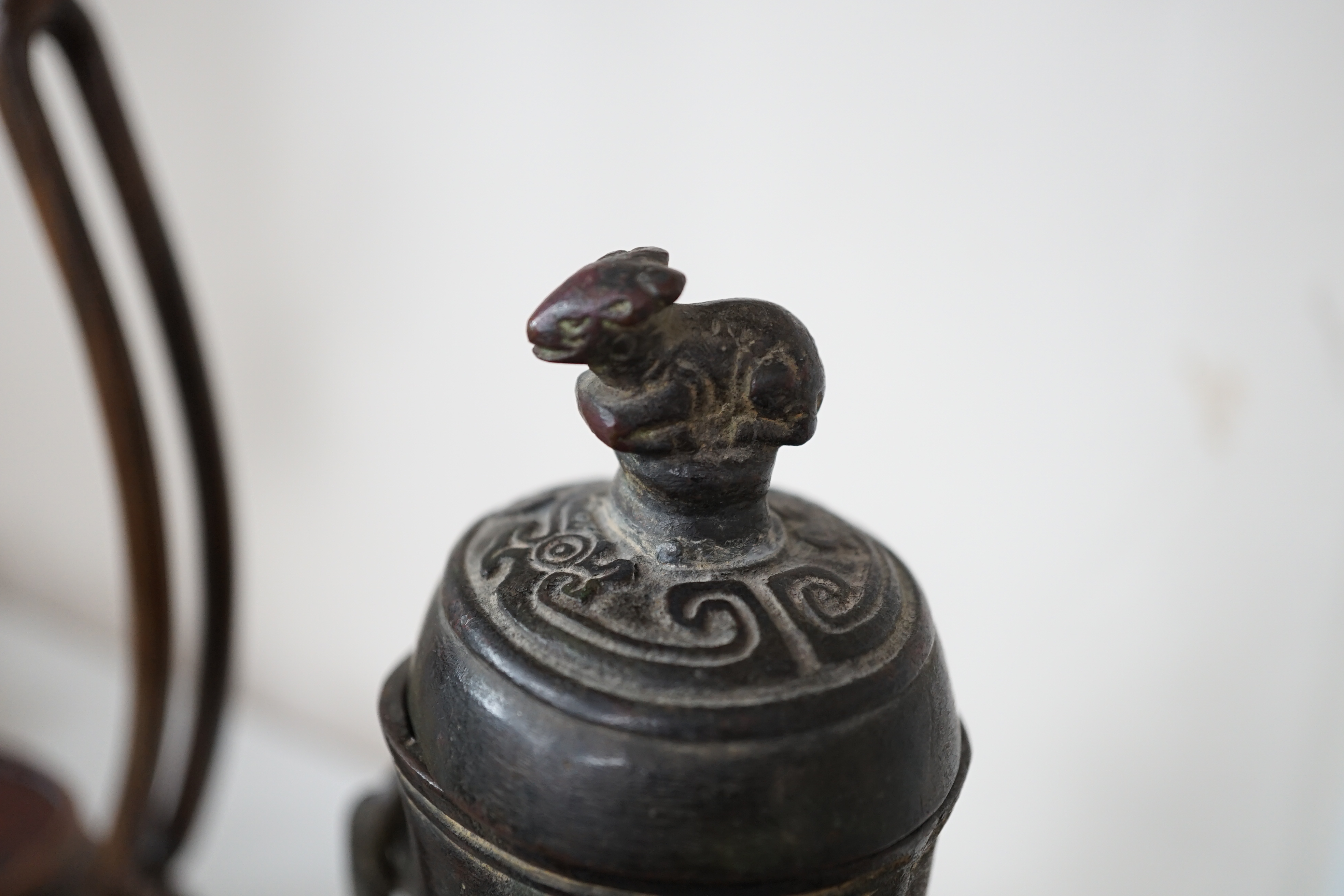 A Chinese archaistic bronze hanging vessel, hu, 17th/18th century